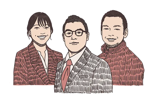 FunBase社員3名のイラスト