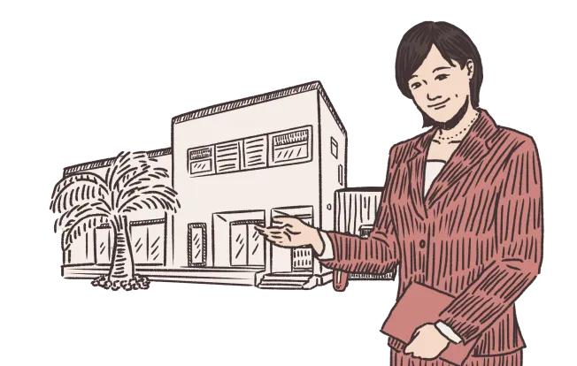 別荘とコンシェルジュイラスト