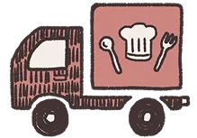 お料理マークがついた車アイコン